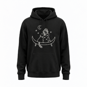Dziewczyna i kot — księżycowa ławka — Bluza JiM Unisex 320 g/m² — czarna