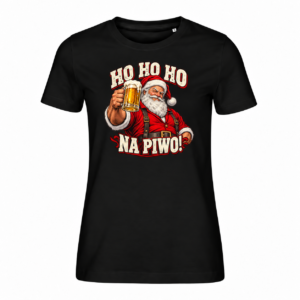 Ho Ho Ho na piwo — Mikołaj z charakterem — Koszulka Edge 814 damska — czarna